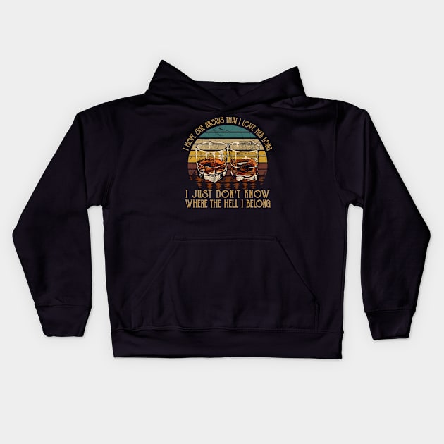 We're On The Borderline Dangerously Fine And Unforgiven Whisky Mug Kids Hoodie by KatelynnCold Brew